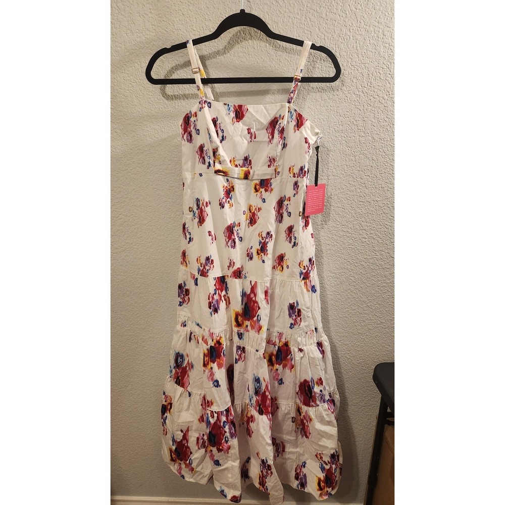 Prabal Gurung for JCPenney Floral Print Tiered Midi Dress Cotton size 6